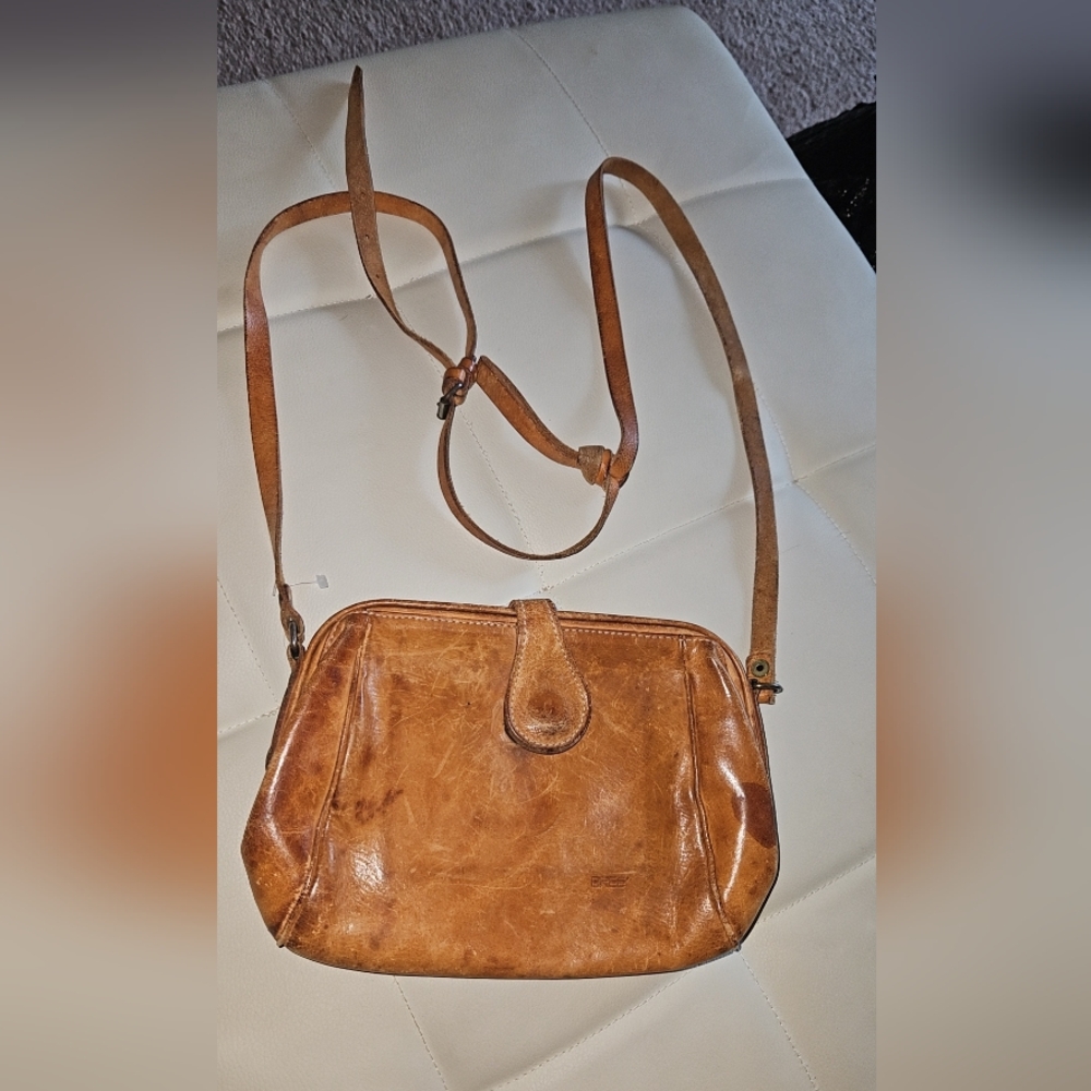 Vintage Tan Leather Bree Crossbody Bag